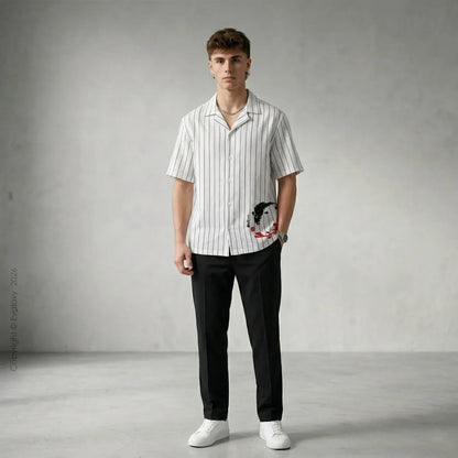 Be Kind White Lines Relaxed Fit Shirt for Men and Women