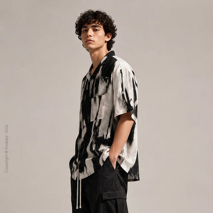 Abstract Black All Over Printed Relaxed Fit Shirt
