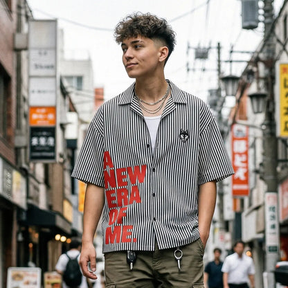 New Era Black Lines Relaxed Fit Shirt for Men and Women