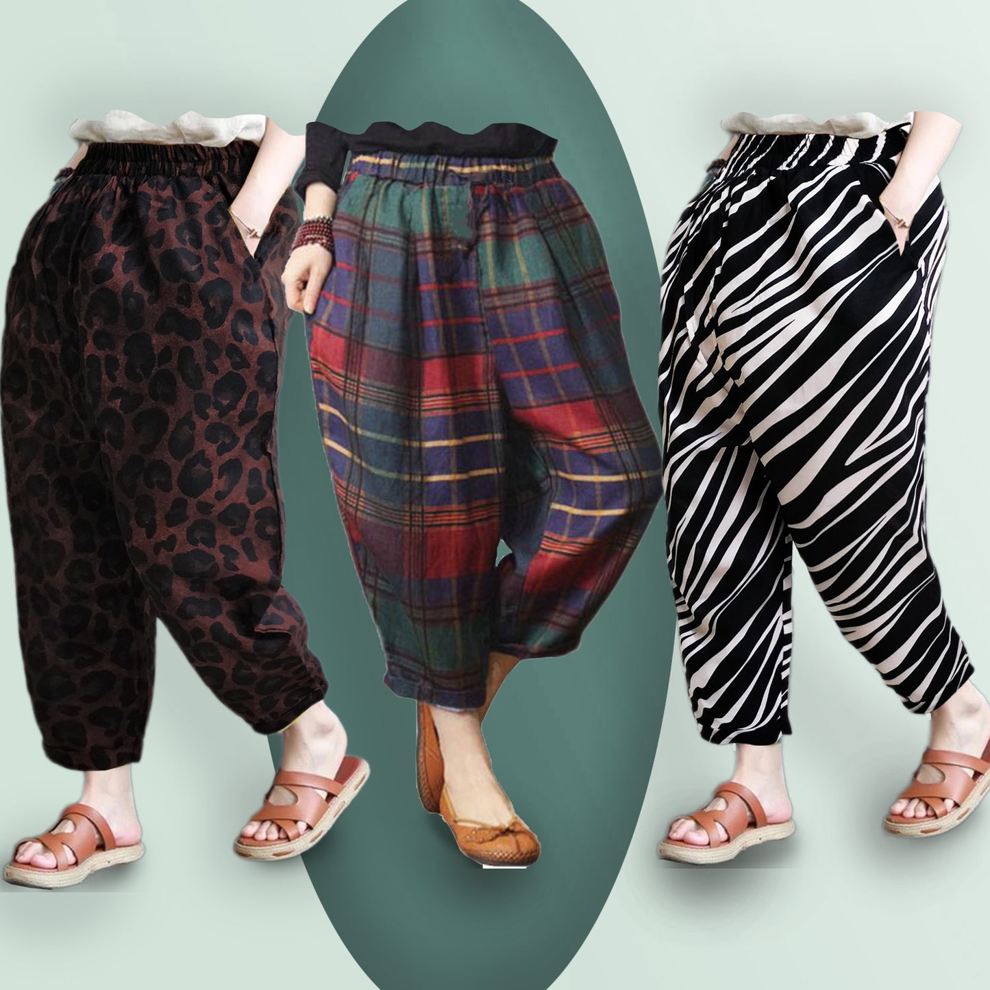 Vintage Printed Stylish Trousers Combo Pack For Womens & Girls (Pack o –  Evalaxy