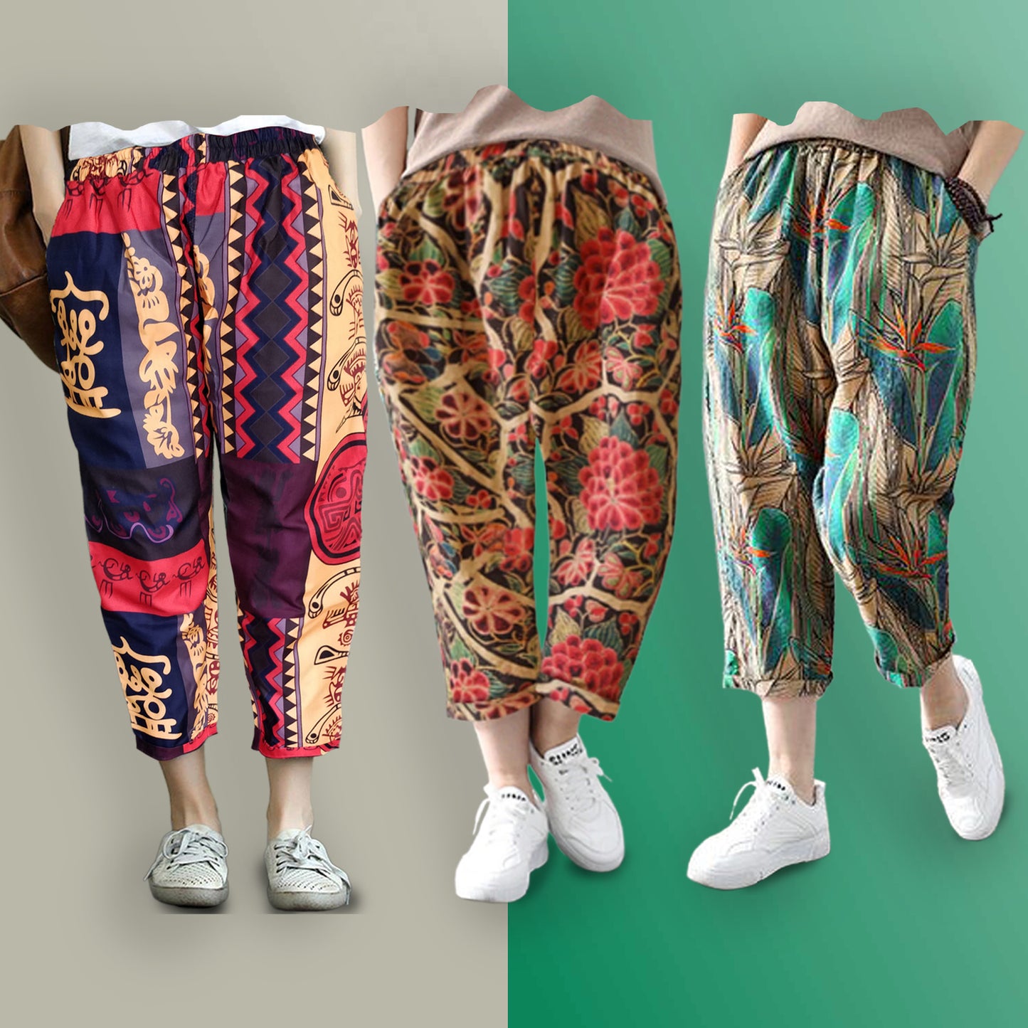 Vintage Printed Capri Combo Pack For Womens & Girls (Pack of 3 pcs)