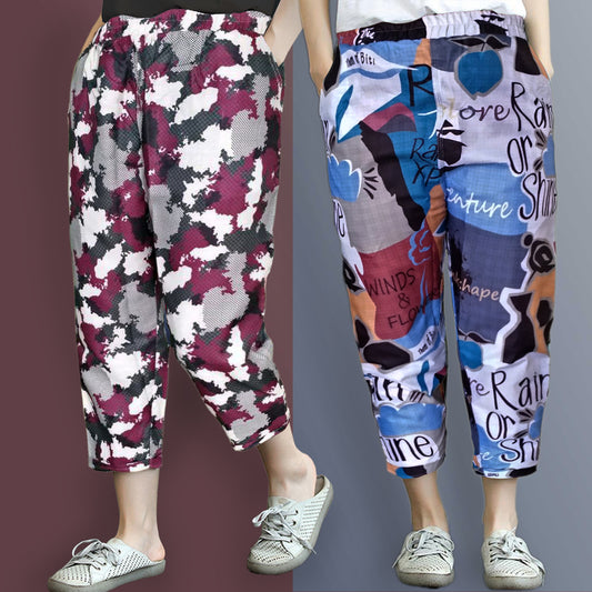 Vintage Camo & Adventure Rain Pajama Capri Combo Pack For Womens & Girls(Pack Of 2 Pcs)