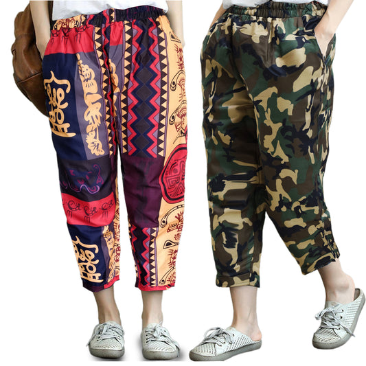 Vintage Thailand Art & Olive Army Pajama Capri Combo Pack For Womens & Girls(Pack Of 2 Pcs)