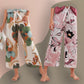 Pink Floral & Creamy Orange Reyon Blend Plazo For Women Trousers Combo (Pack Of 2)