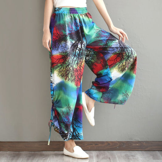 Multi Colored Stylish Crepe Plazo For Womens Trousers