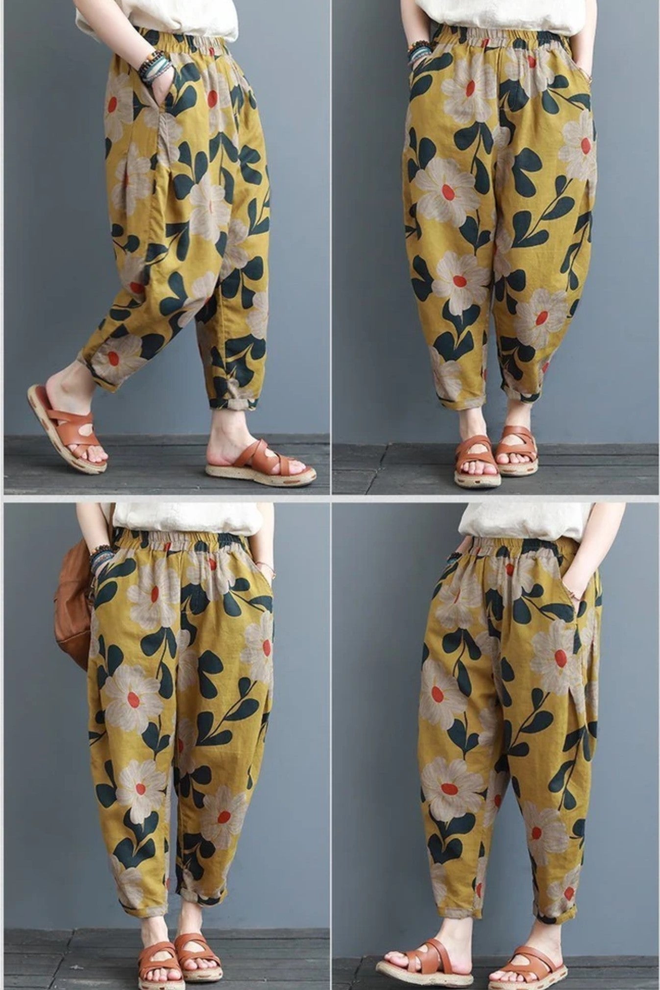 Vintage Yellow Floral & SkyBlue Pajama Capri Combo Pack For Womens & G –  Evalaxy