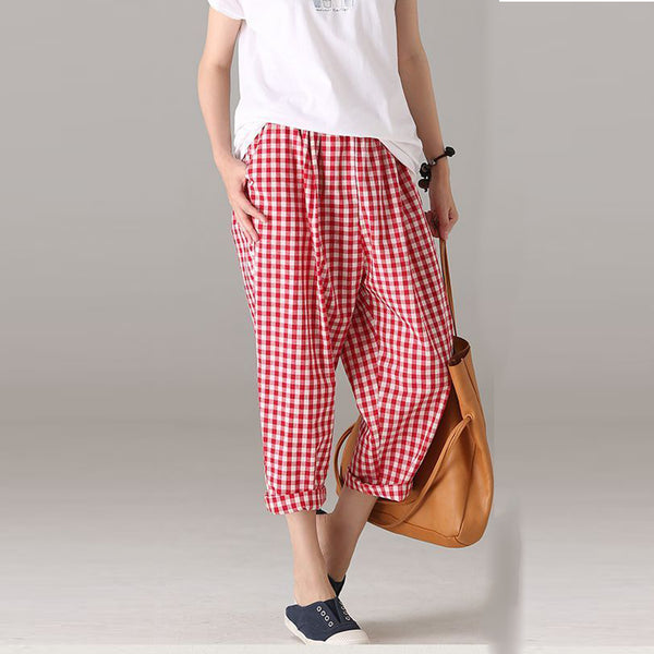 Vintage Red Checkerd Pajama Capri For Womens & Girls – Evalaxy