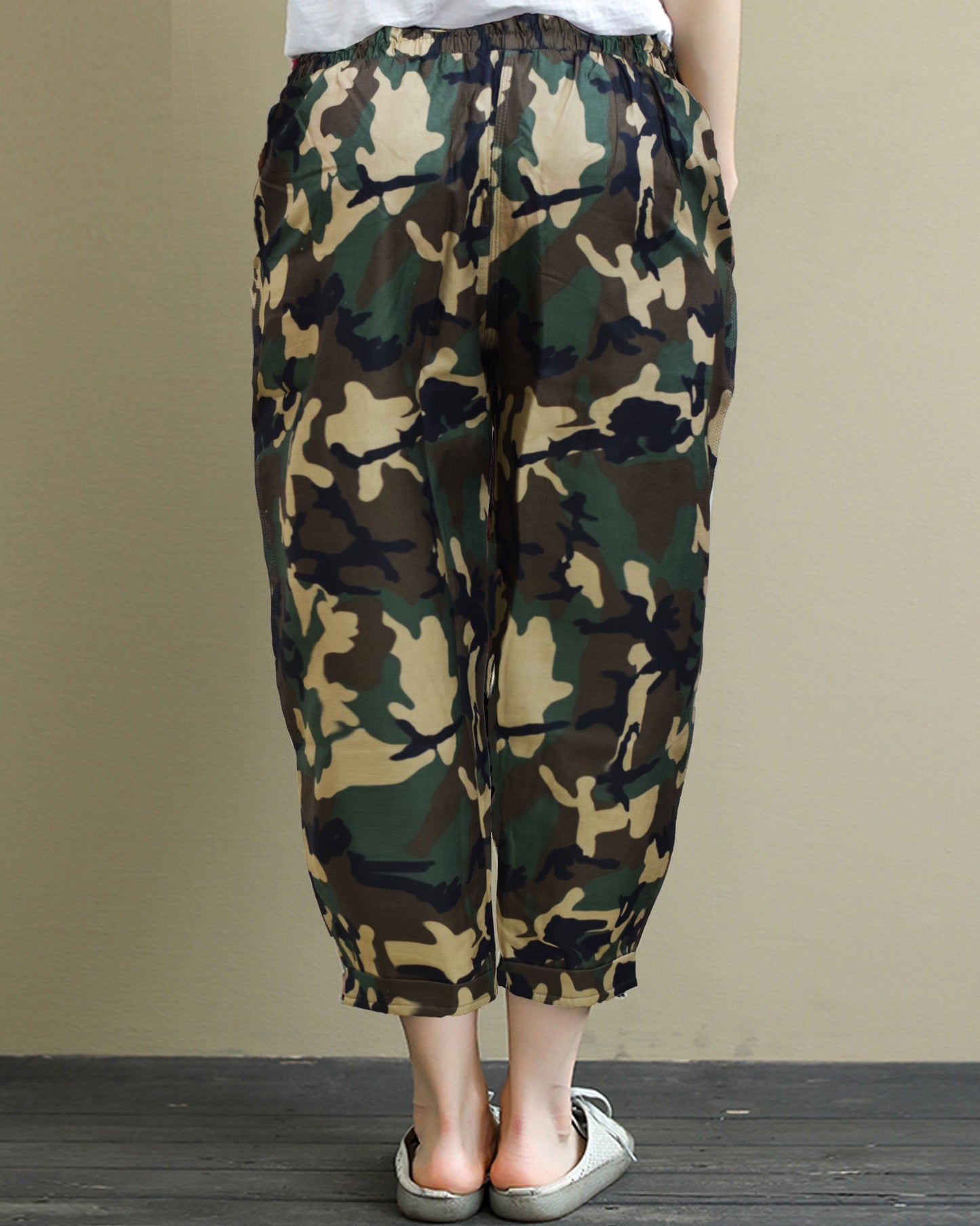 Vintage Army Prints Pajama Capri For Womens & Girls