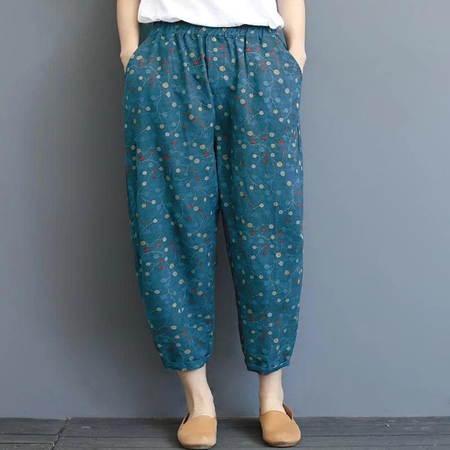 Vintage SkyBlue Cherry & Olive Army Pajama Capri Combo Pack For Womens & Girls(Pack Of 2 Pcs)