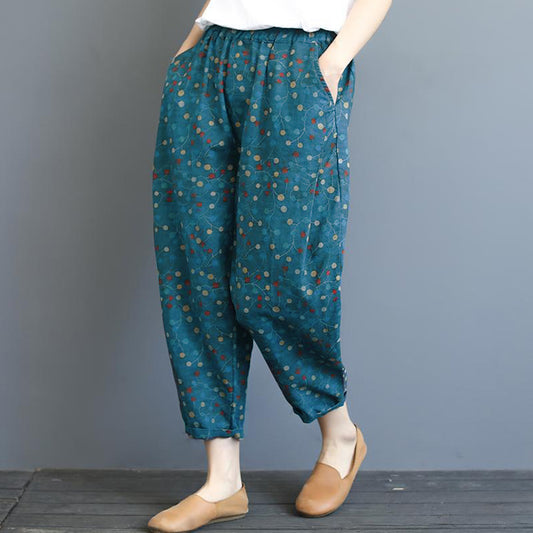 Vintage Sky Blue Chery Pajama Capri For Womens & Girls