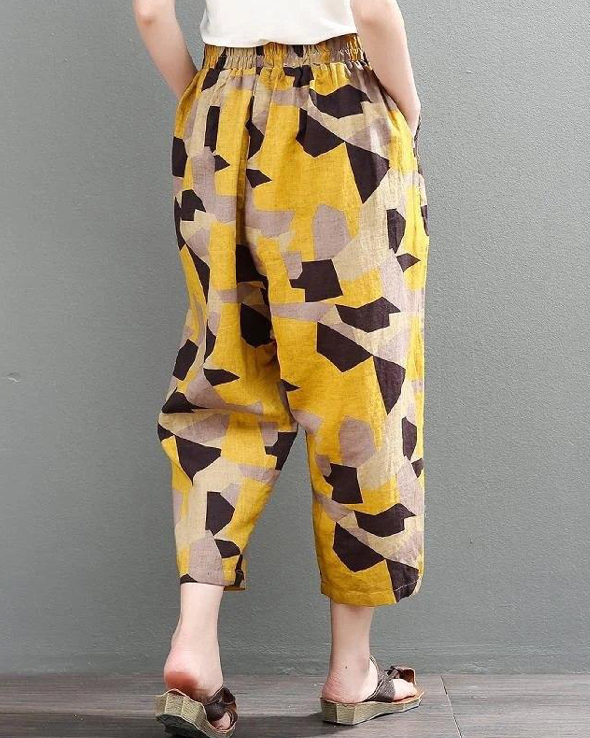Vintage Yellow Tringles Pajama Capri For Womens & Girls – Evalaxy