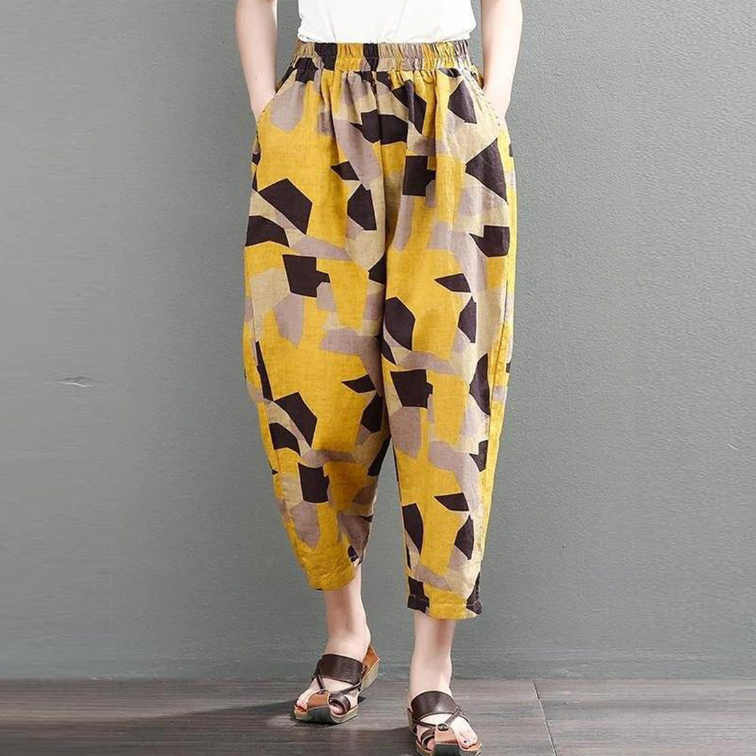 Vintage Yellow Tringles Pajama Capri For Womens & Girls – Evalaxy