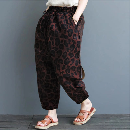 Vintage Leopard Prints Baloon Pajama Capri Style Pant For Womens & Girls