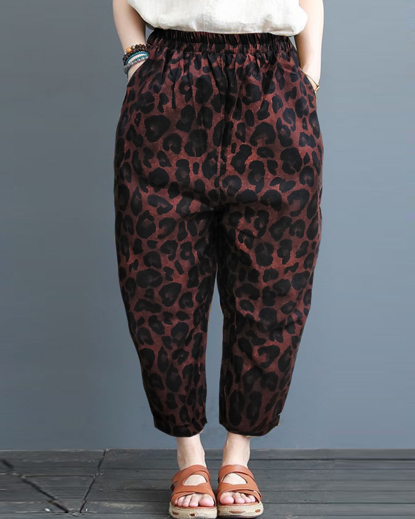 Vintage SkyBlue Cherry & Leopard Print Pajama Capri Combo Pack For Womens & Girls(Pack Of 2 Pcs)