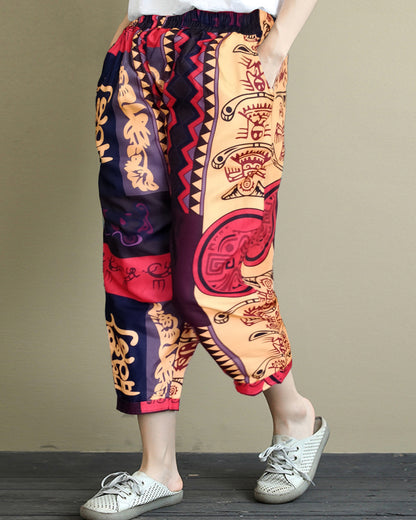 Vintage Thailand Art & Leopard Pajama Capri Combo Pack For Womens & Girls(Pack Of 2 Pcs)