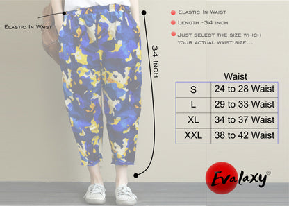 Vintage Yellow Floral & Blue Army Pajama Capri Combo Pack For Womens & Girls(Pack Of 2 Pcs)