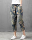 Vintage Dark Blue Floral Pajama Capri For Womens & Girls