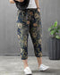 Vintage Off-White Brush Paint & Blue Floral Pajama Capri Combo Pack For Womens & Girls(Pack Of 2 Pcs)