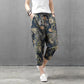 Vintage Dark Blue Floral Pajama Capri For Womens & Girls