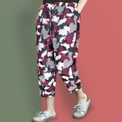Vintage Off-White Brush Paint & Camo Pajama Capri Combo Pack For Womens & Girls(Pack Of 2 Pcs)