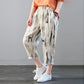 Vintage Off-White Brush Paint & Golden Brown Lines Pajama Capri Combo Pack For Womens & Girls(Pack Of 2 Pcs)