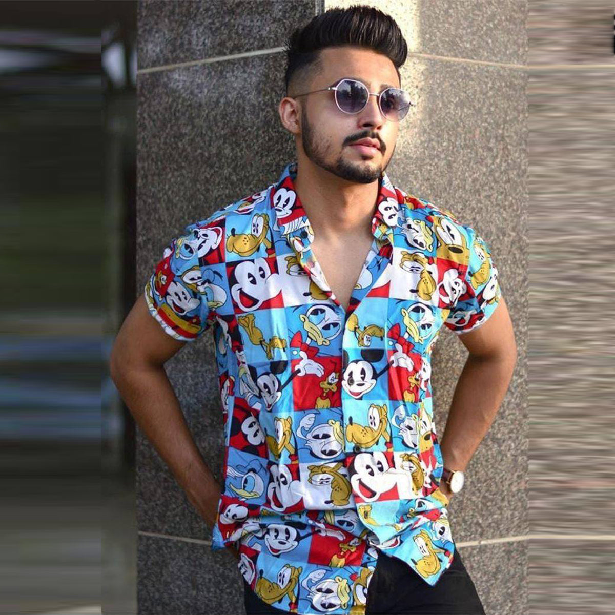 Men Random Cartoon Print Shirt