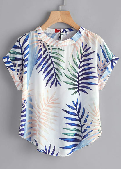 Stylish Tropical Leaf & Turquoise Lines Tops Combo For Women & Girls(Pack Of 2 Pcs)