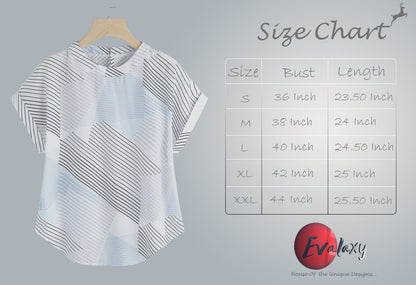 Stylish Turquoise Zig Zag Lines Tops For Women & Girls