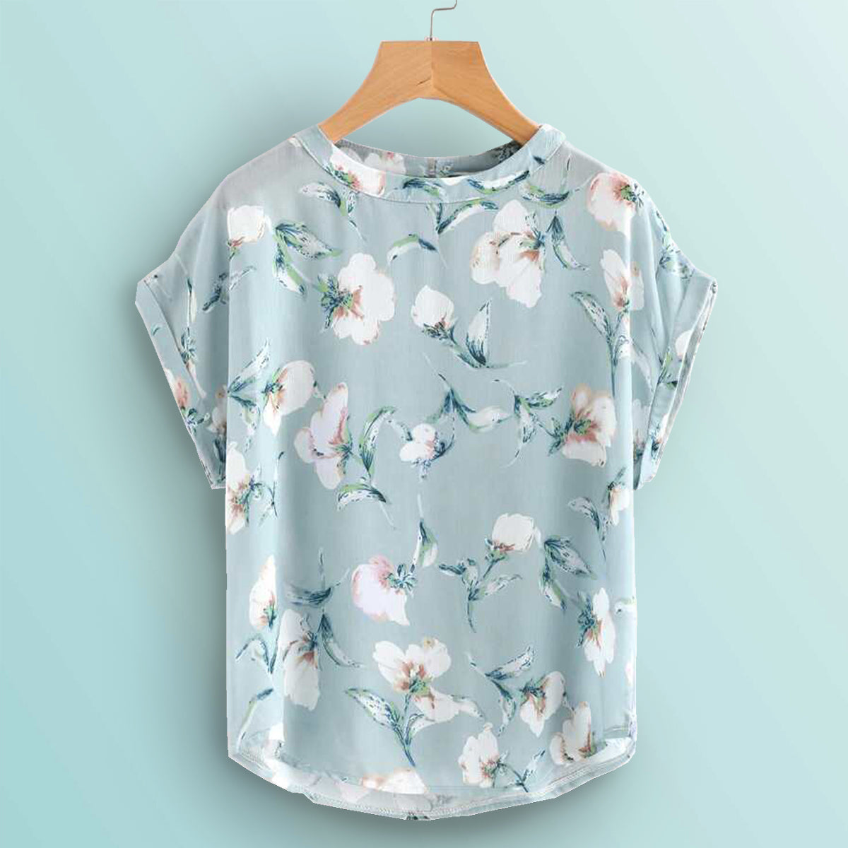 Stylish Turquoise Floral Tops For Women & Girls