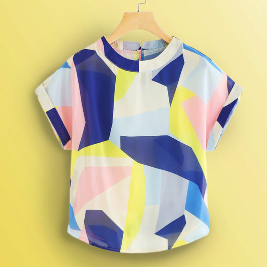 Stylish Abstract Blocks Tops For Women & Girls