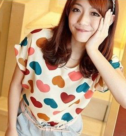 Stylish Abstract Olive & Random Hearts Tops Combo For Women & Girls(Pack Of 2 Pcs)