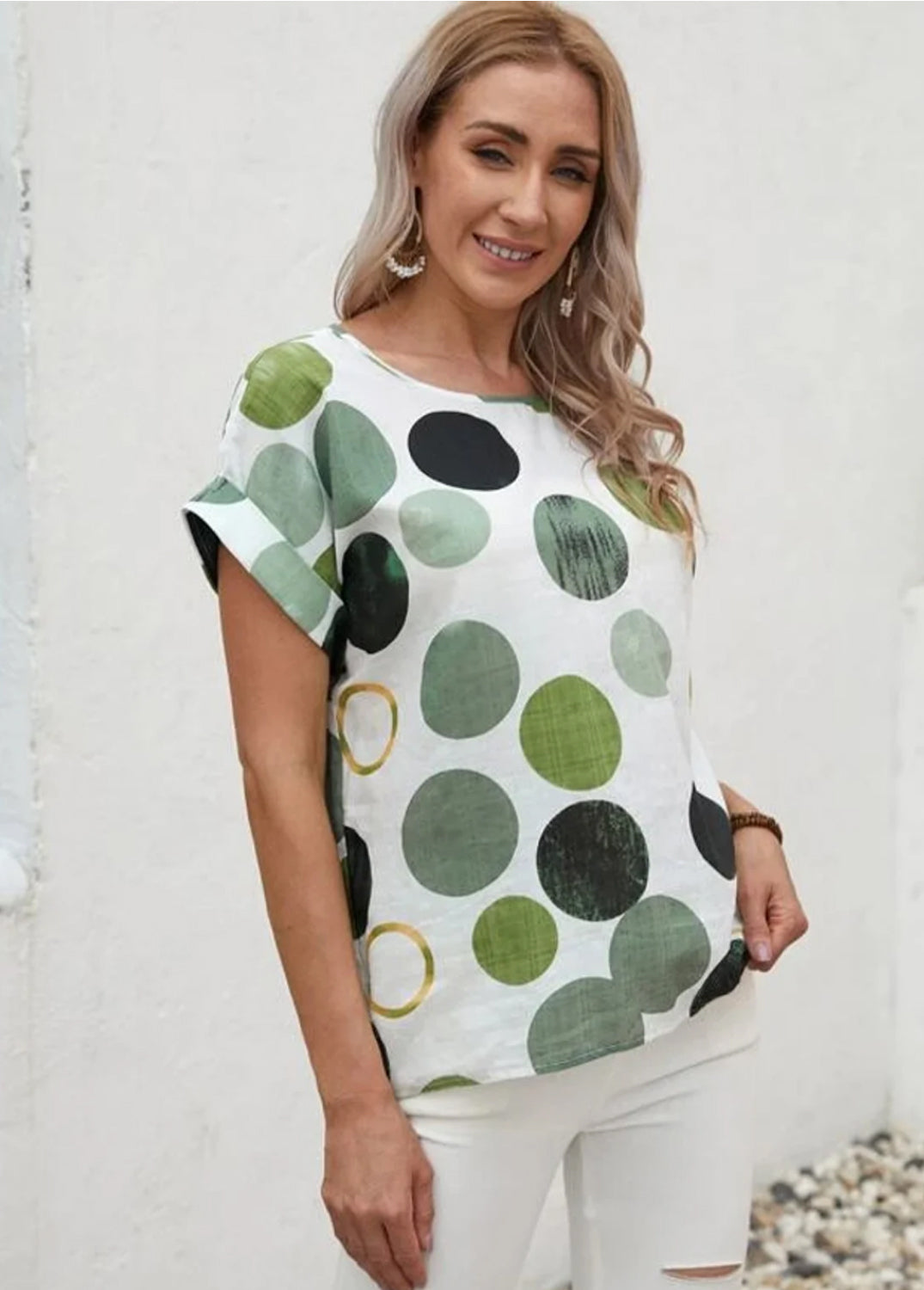 Stylish Green Circles & Leopard Tops Combo For Women & Girls(Pack Of 2 Pcs)