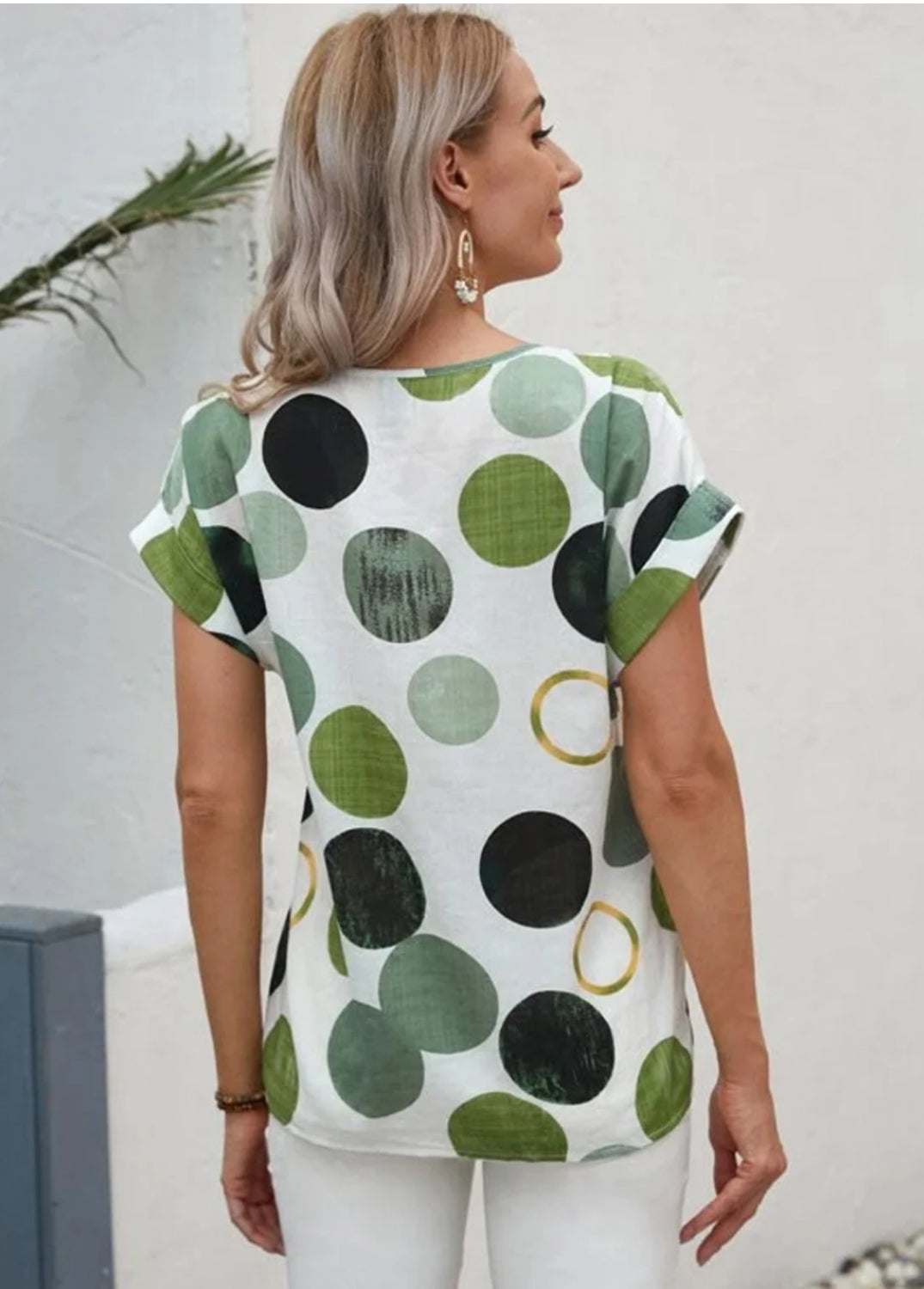 Stylish Green Circles Tops For Women & Girls