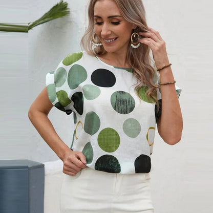 Stylish Green Circles Tops For Women & Girls