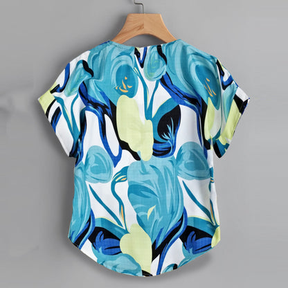 Stylish Abstract Turquoise Design Tops For Women & Girls