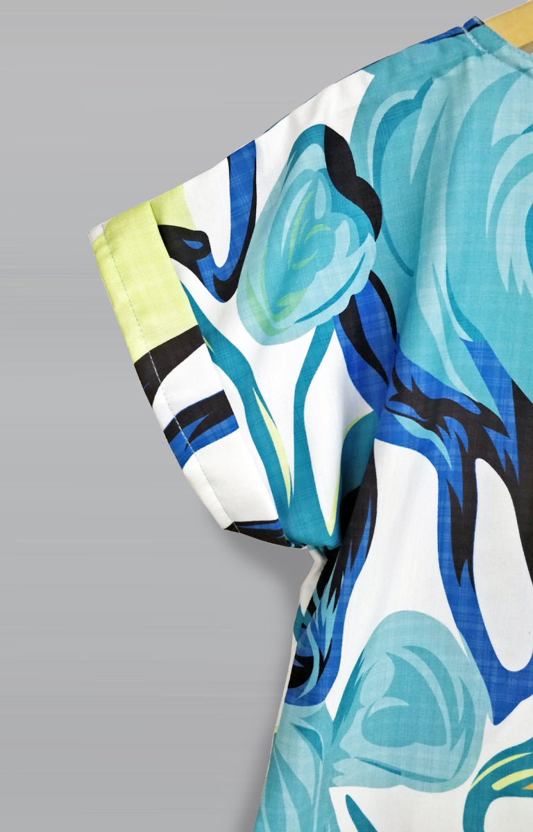 Stylish Abstract Turquoise Design Tops For Women & Girls