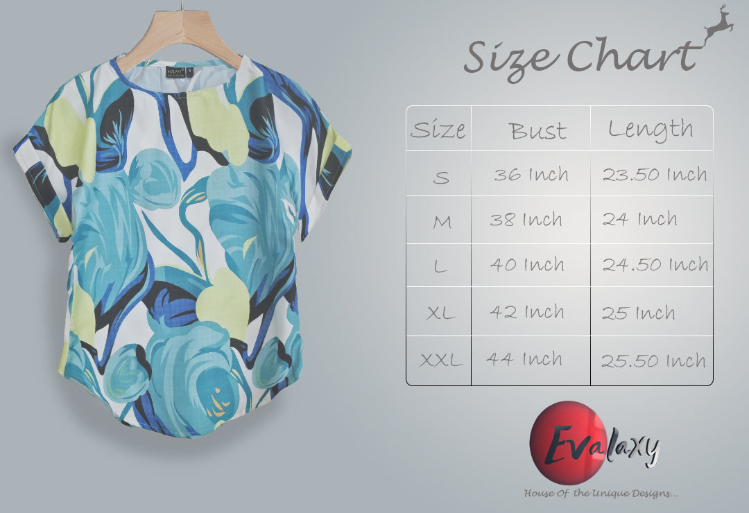 Stylish Abstract Turquoise Design Tops For Women & Girls