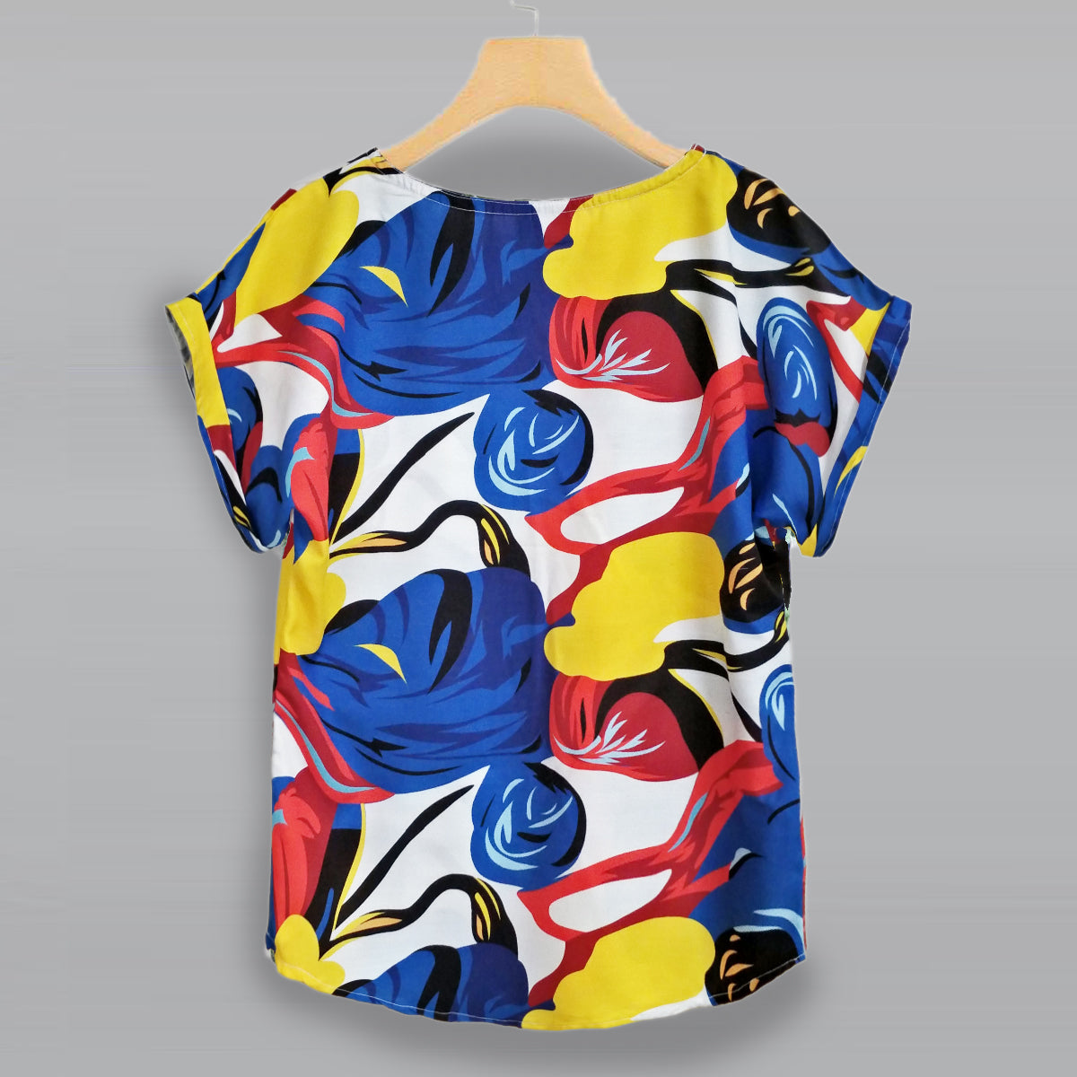 Stylish Abstract Red Yellow Design Tops For Women & Girls