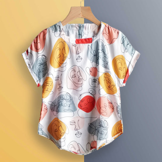 Stylish Abstract Girl Faces Tops For Women & Girls