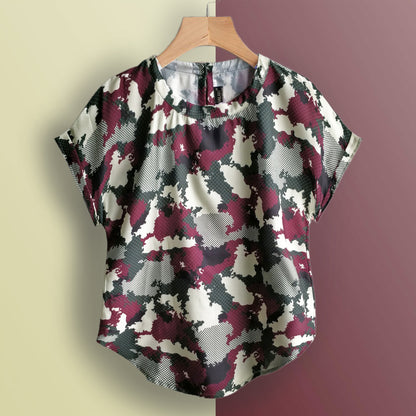 Stylish Abstract Faces,Camo & Abstract Blue Tops Combo For Women & Girls (Pack of 3)