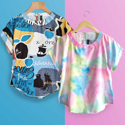 Stylish Tie Dye & Adventure Rain Tops Combo For Women & Girls(Pack Of 2 Pcs)