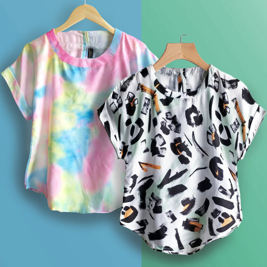 Stylish Abstract Brush & Tie Dye Tops Combo For Women & Girls(Pack Of 2 Pcs)