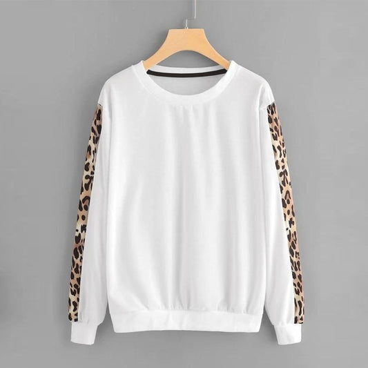 Stylish Partial Leopard Print Full Sleeves Design T-Shirt For Women & Girls