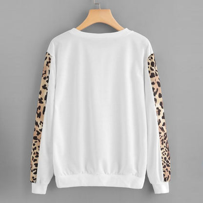 Stylish Partial Leopard Print Full Sleeves Design T-Shirt For Women & Girls