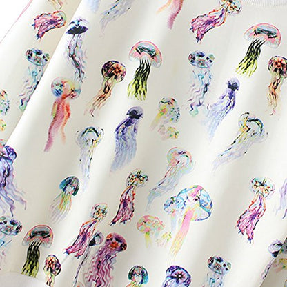 Multicolor Round Neck JellyFish Print Full Sleeves T Shirt