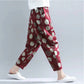 Vintage Dark Red Polka Dot Pajama Capri For Womens & Girls