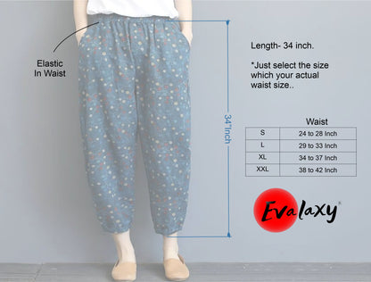 Vintage SkyBlue Cherry & Green Floral Pajama Capri Combo Pack For Womens & Girls(Pack Of 2 Pcs)